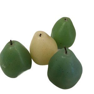 Pear Candles Off White Green Set of 4 Home Decor Fruit Lot 6"